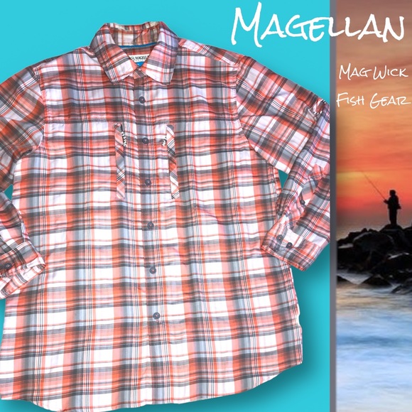 Magellan Outdoors Tops - MAGELLAN Vented Plaid Mag Wick Fish Gear Button Down Utility Shirt
